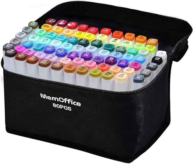 MemOffice 80 Colors Dual Tip Artist Alcohol