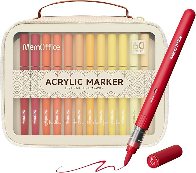 MemOffice Direct Ink Acrylic Paint Markers Set, 60